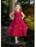 Pearl Beaded Neck Lace Tulle Flower Girl Dress With Horsehair Hem